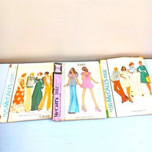 Vintage McCalls Sewing Patterns Lot Of 3 Misses Dresses & Tops 1970s Retro Style